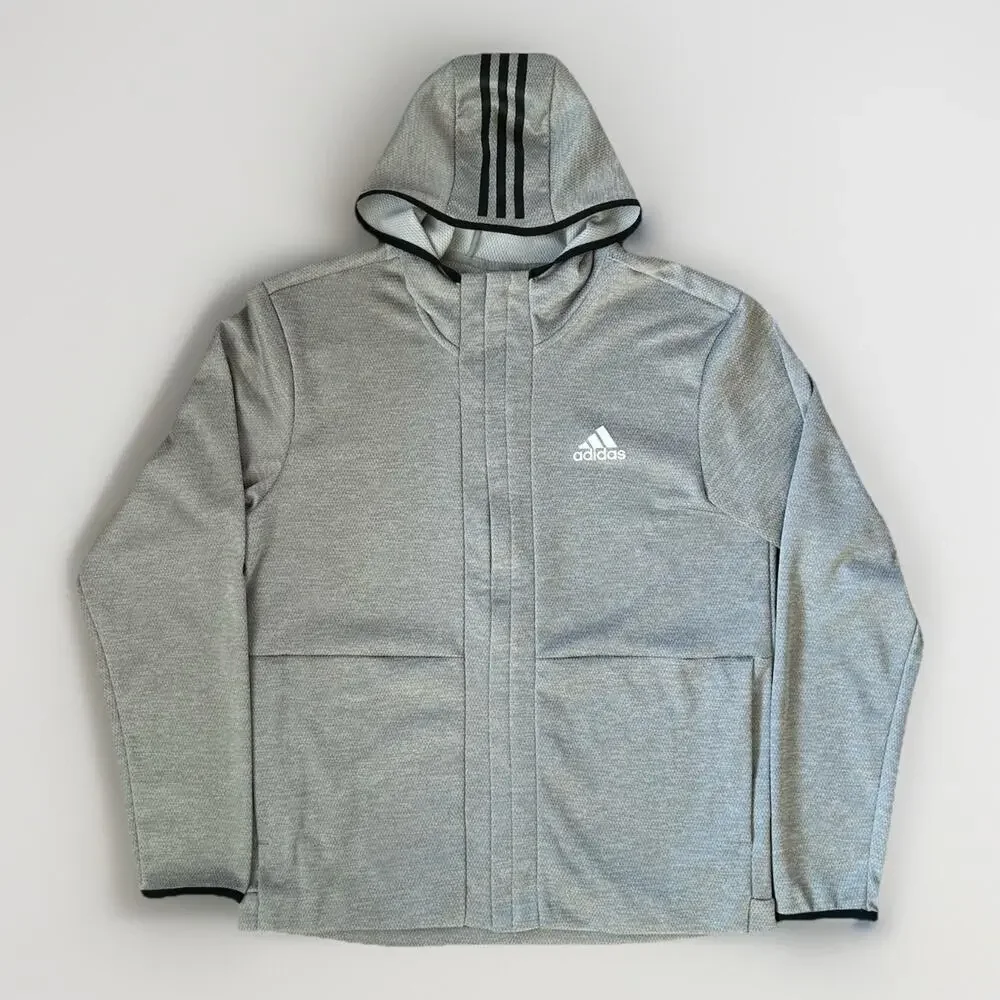 Adidas Team Issue Climawarm Full Zip Hoodie Gray Men’s Size L Athletic Hoodie